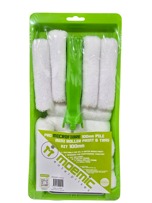 Moemic 100mm Microfibre Roller Set – 10pc Covers + Frame + Tray