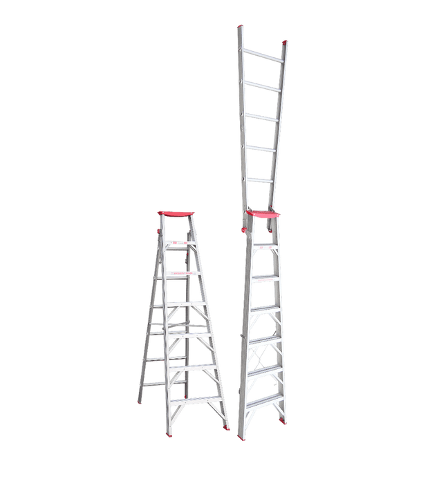 INDALEX Tradesman Aluminium Dual Purpose Step Ladder 2.1M-3.8M 7FT