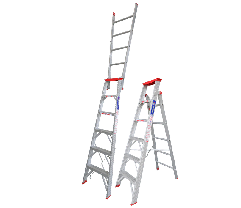 INDALEX Tradesman Aluminium Dual Purpose Step Ladder 1.8M-3.2M 6FT