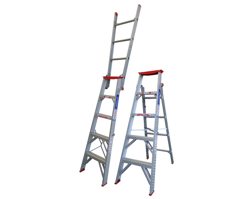 INDALEX Tradesman Aluminium Dual Purpose Step Ladder 1.5M-2.6M