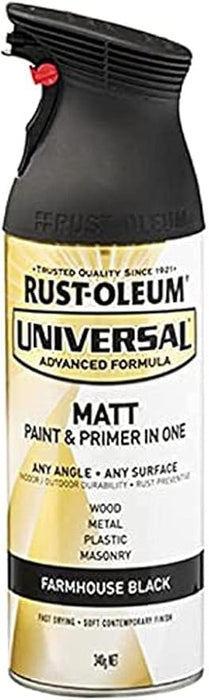Rust-Oleum - Universal Matt Farmhouse Black Spray Paint 340g