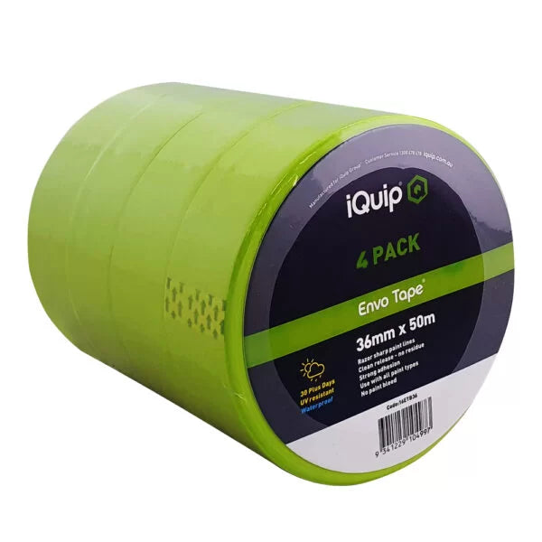 iQuip Green Envo Tape 36mm x 50m 4 Pack