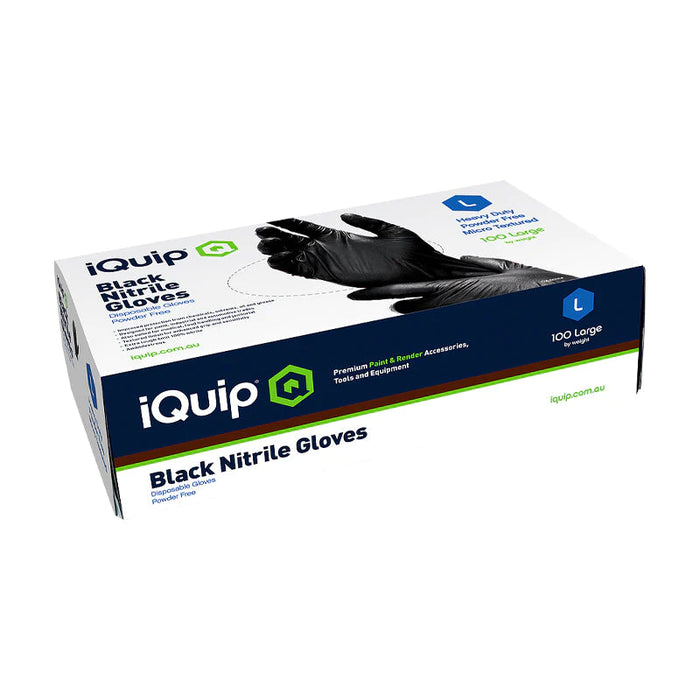 iQuip Textured Black Nitrile Gloves 6mil