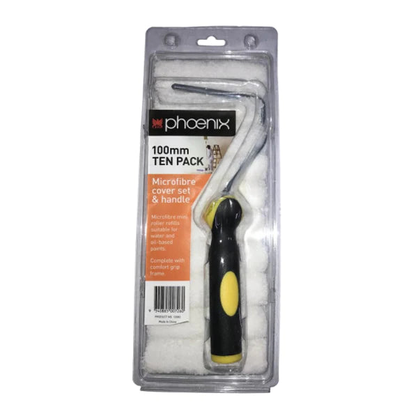 Phoenix 100mm Mini Microfibre Cover 10 Pk With Handle