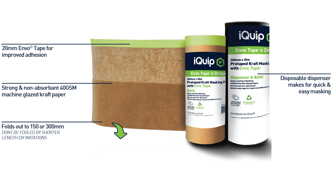 iQuip Pretaped Kraft Masking Paper Dispenser